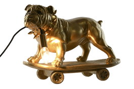 DKD Home Decor Lámpara de Sobremesa Bulldog Dorado en Resina