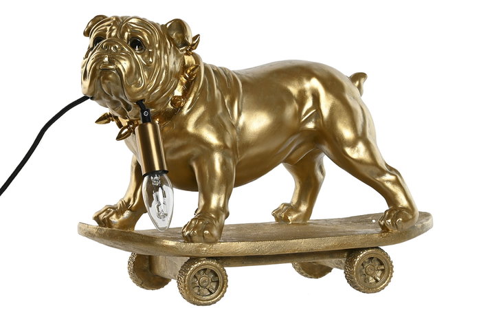 DKD Home Decor Lámpara de Sobremesa Bulldog Dorado en Resina