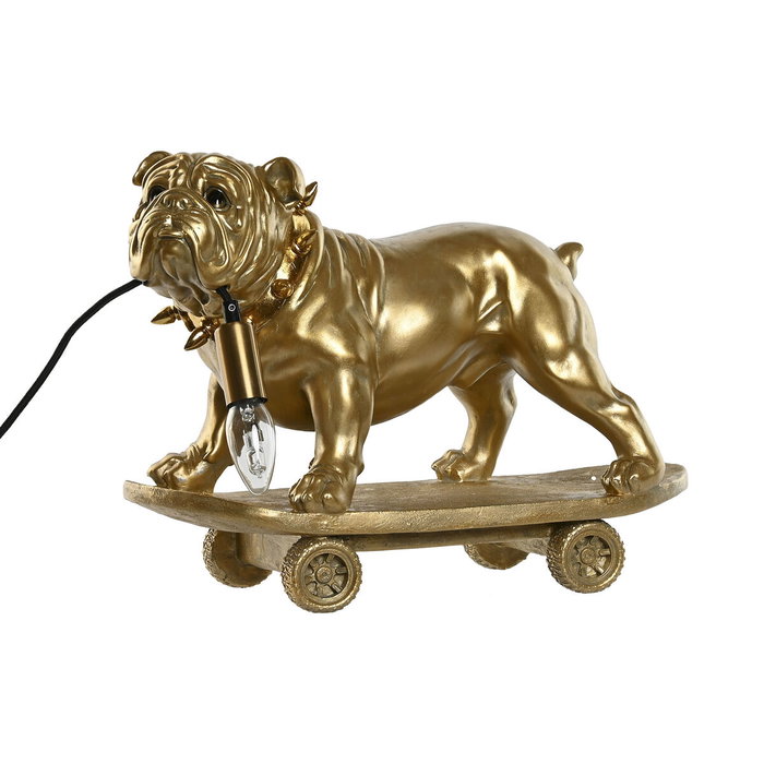 DKD Home Decor Lámpara de Sobremesa Bulldog Dorado en Resina