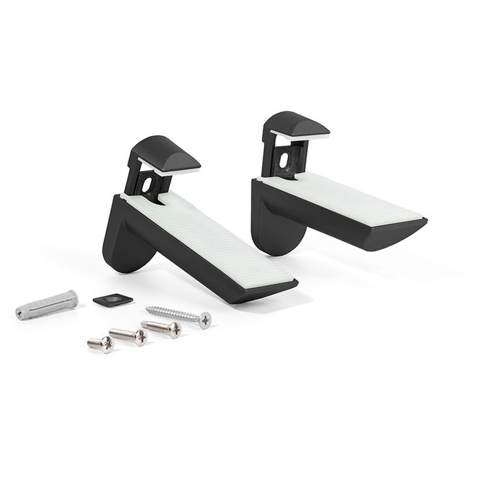 ITALIANA FERRAMENTA Soporte Estante Mural Modelo Kaiman Acabado Ral 9006 Gris Metal Inox Negro (2Unidades)