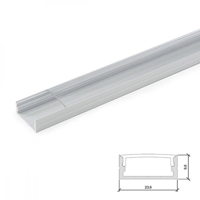 Greenice Perfil de Aluminio para Tira LED Doble con Difusor Transparente x 2M Greenice Perfil de Aluminio para Tira LED Doble con Difusor Transparente x 2M