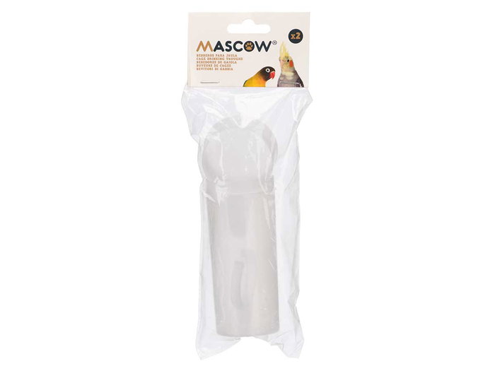 Masgow Bebedero Accesorio para Jaula Transparente Blanco 100ml 5 x 12 x 8.5 cm (Set de 24)
