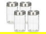 Vivalto Set 4 Tarros Redondos Tapa Acero 1L Vidrio Transparente 41x18.5x10.5 cm (Set de 8)