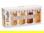 Vivalto Set 4 Tarros Redondos Tapa Acero 1L Vidrio Transparente 41x18.5x10.5 cm (Set de 8)
