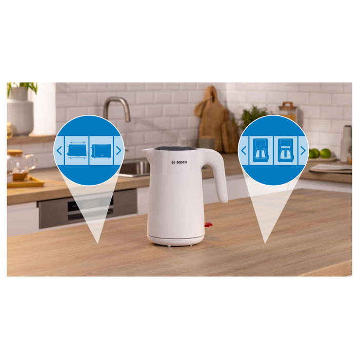 Bosch TWK2M161 Hervidor de agua, 1,7 L, 2400 W, Blanco