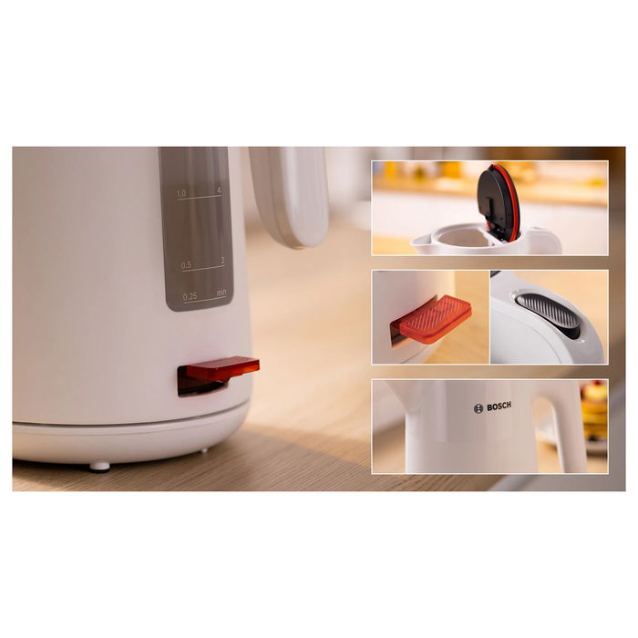 Bosch TWK2M161 Hervidor de agua, 1,7 L, 2400 W, Blanco