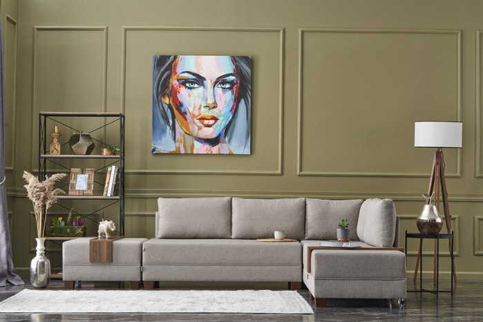 Atelier Del Sofa Sofá Cama Esquinero Crema 210x280cm Convertible en Cama 140x190cm