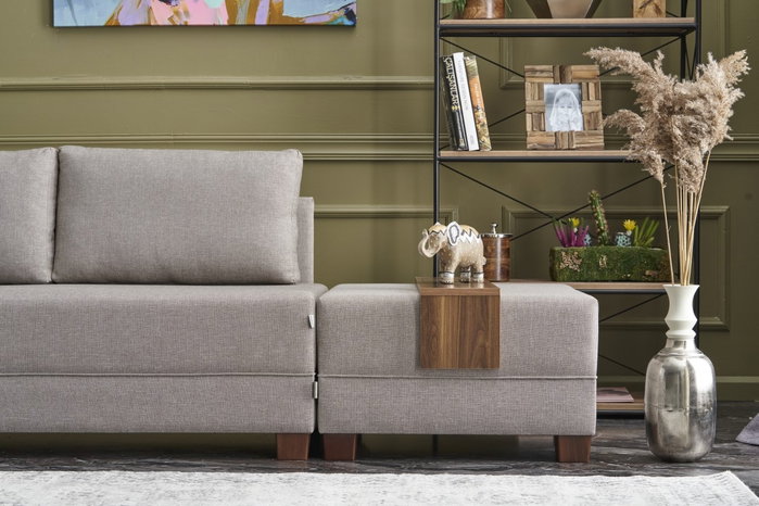 Atelier Del Sofa Sofá Cama Esquinero Crema 210x280cm Convertible en Cama 140x190cm