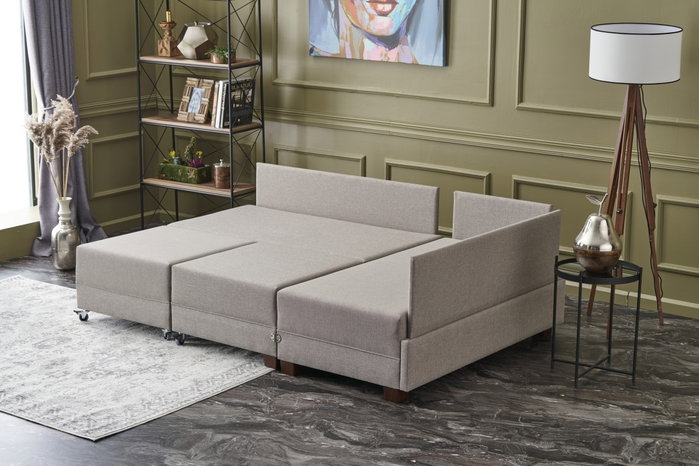 Atelier Del Sofa Sofá Cama Esquinero Crema 210x280cm Convertible en Cama 140x190cm