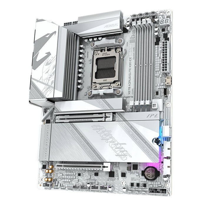 Gigabyte X870 AORUS Elite X3D ICE - Placa Base ATX para AMD Ryzen AM5, Chipset X870, DDR5, PCIe 5.0, Wi-Fi 7, USB4, Blanco
