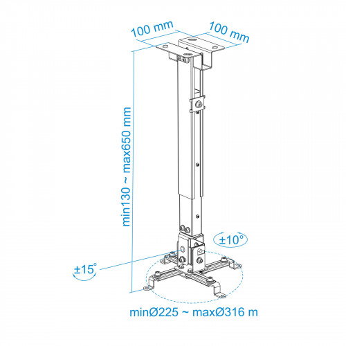Tooq Soporte de Techo para Proyector PJ2012T-B Inclinable Negro Tooq Soporte de Techo para Proyector PJ2012T-B Inclinable Negro