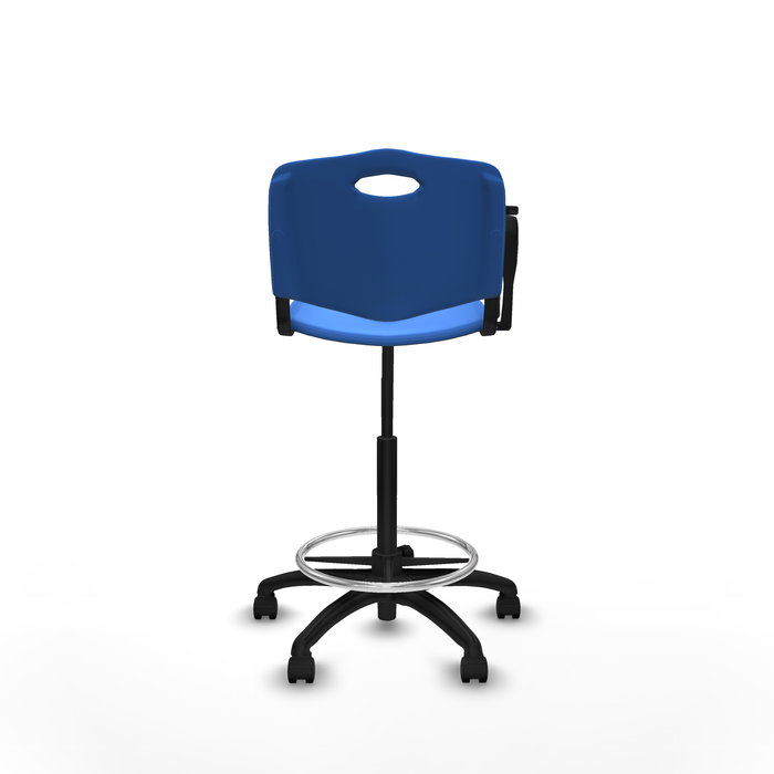 Taburete Robledo con mecanismo Giratorio de PVC color Azul. Equipado con Base poliamida negra, No aplica y Ruedas de nailon 50 mm