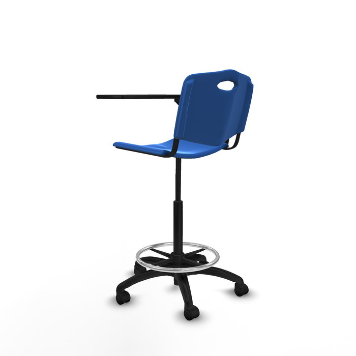 Taburete Robledo con mecanismo Giratorio de PVC color Azul. Equipado con Base poliamida negra, No aplica y Ruedas de nailon 50 mm