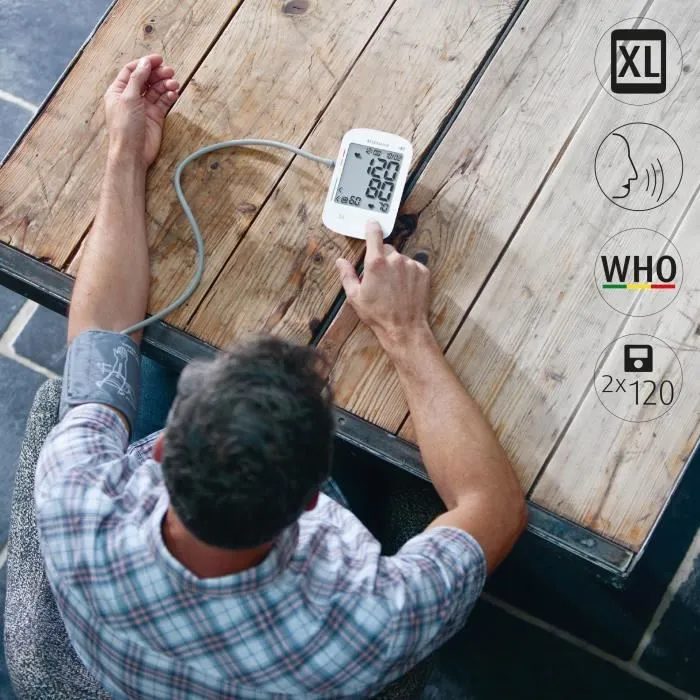 MEDISANA Tensiómetro de Brazo Digital con Voz y Pantalla Grande, Medición de Presión Arterial, Manguito Ajustable, para Adultos, Incluye Pilas y Estuche de Almacenamiento