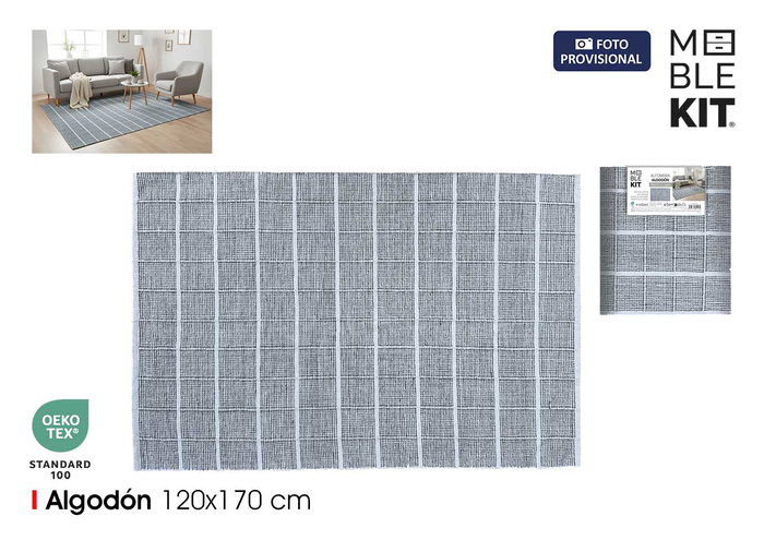 Moblekit Alfombra de Algodón Gris 120x170cm Moblekit Alfombra de Algodón Gris 120x170cm