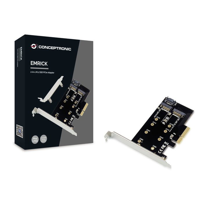 Conceptronic EMRICK04B Tarjeta Controladora 2 en 1 para 2x SSD M.2 PCIe 3.0 x4 Conceptronic EMRICK04B Tarjeta Controladora 2 en 1 para 2x SSD M.2 PCIe 3.0 x4