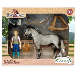 Collecta 84245 Pack Accesorios Jinete Granjero con Caballo