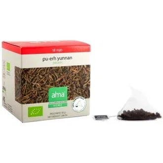 ALMA HOME Té Rojo Pu-Erh Yunnan Infusión Ecológica - 15 Pirámides