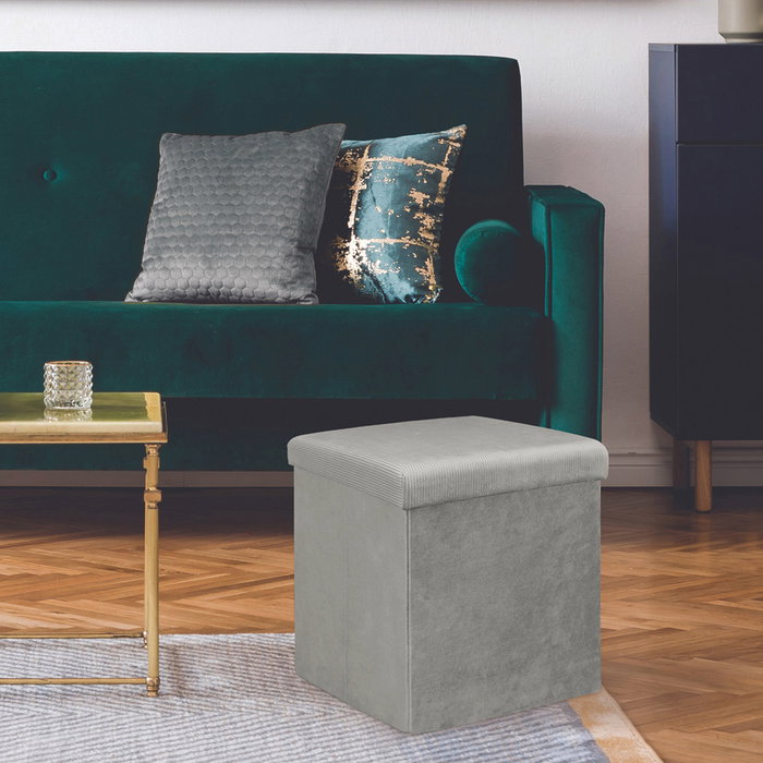 Home Deco Factory Caja-puf Plegable Giulia Gris Home Deco Factory Caja-puf Plegable Giulia Gris