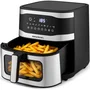 Grunkel Maxisteelfryer Freidora de Aire sin Aceite 9L, 2200W, Tecnología Fry Force 360°, 10 Programas, Digital, Negro y Acero Inoxidable
