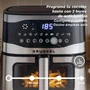Grunkel Maxisteelfryer Freidora de Aire sin Aceite 9L, 2200W, Tecnología Fry Force 360°, 10 Programas, Digital, Negro y Acero Inoxidable