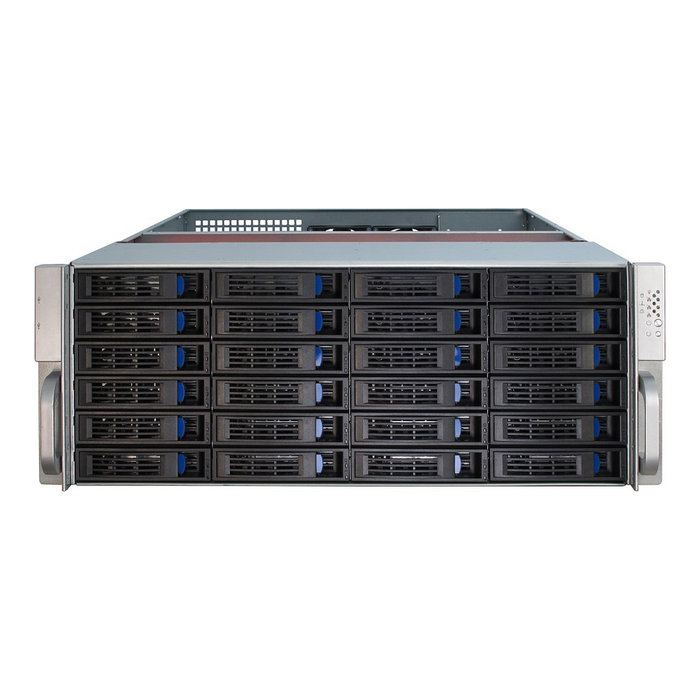 Inter-Tech 4U-4424 Rack Server de 4U, Negro/Plata, Metal, Compatible con ATX/EATX/Mini-ITX/uATX/EEB, 27 Bahías HDD Hot-Swap, 2 Ventiladores de 80mm