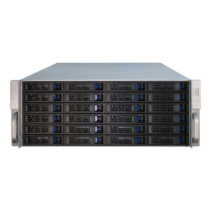 Inter-Tech 4U-4424 Rack Server de 4U, Negro/Plata, Metal, Compatible con ATX/EATX/Mini-ITX/uATX/EEB, 27 Bahías HDD Hot-Swap, 2 Ventiladores de 80mm