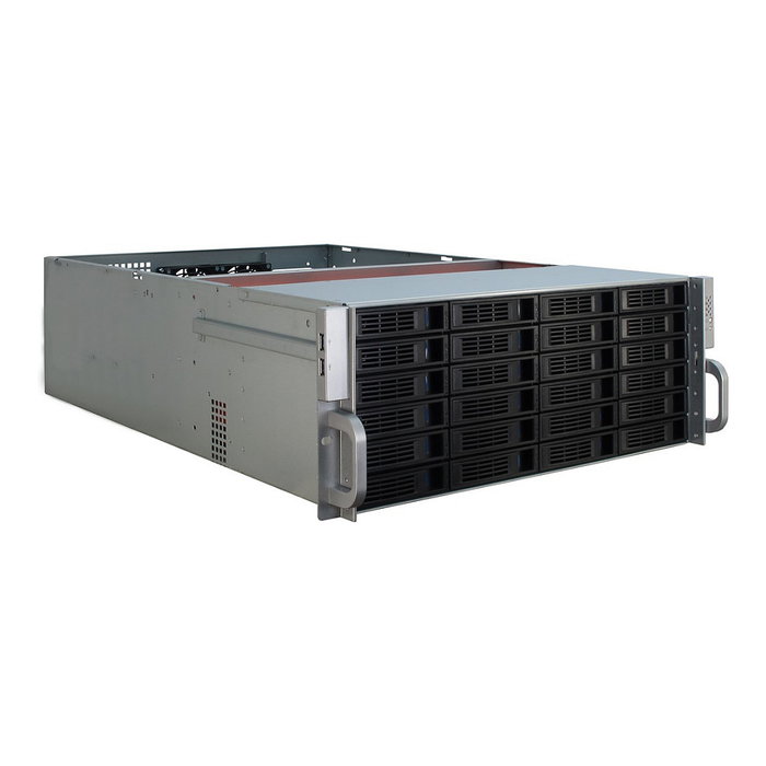 Inter-Tech 4U-4424 Rack Server de 4U, Negro/Plata, Metal, Compatible con ATX/EATX/Mini-ITX/uATX/EEB, 27 Bahías HDD Hot-Swap, 2 Ventiladores de 80mm