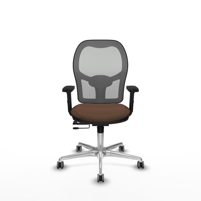 PIQUERAS Y CRESPO Silla de oficina Jorquera con mecanismo Sincro/Traslack, Tela Marrón y Malla Gris PIQUERAS Y CRESPO Silla de oficina Jorquera con mecanismo Sincro/Traslack, Tela Marrón y Malla Gris