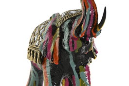 DKD Home Decor Figura de Elefante Multicolor en Resina Colección INDI POP