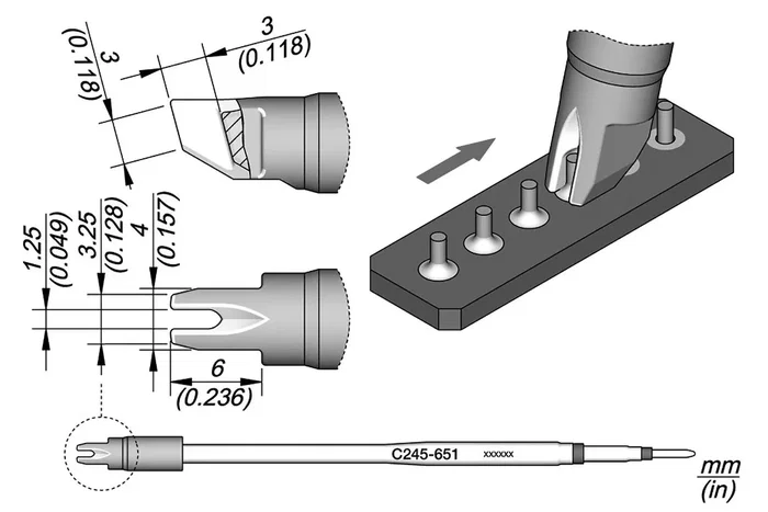 JBC TOOLS Pico especial prolongado 1,25x3mm