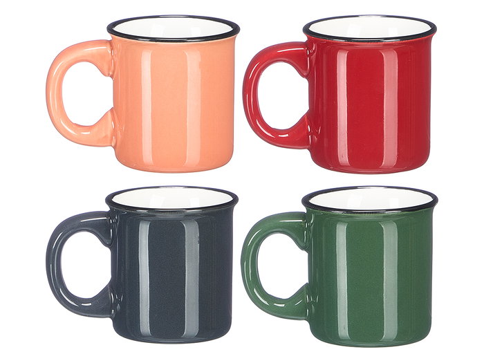 Vessia Taza Cafe 90ml Asa Borde Negro Surtidos Col Oscuros 9x6x6 cm (Set de 48)