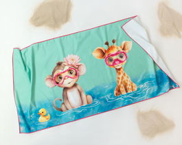 KioKids Toalla Playa Microfibra Turquesa Safari Fun 75x150cm Secado Rápido Absorbente Ideal Niños