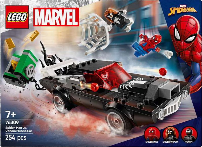 Lego Super Marvel Juego de Construcción Spider-Man vs Coche Brutal de Venom 254 Piezas Edad Mínima 8 Meses