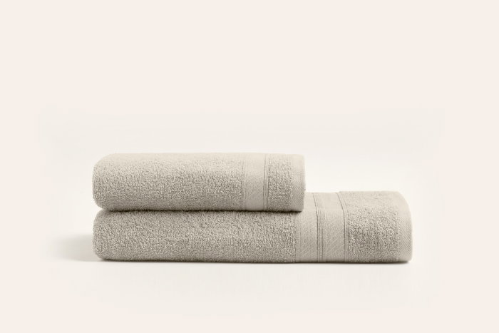 Mijölnir 1005A-067-2 Juego de Toallas de Baño, 100% Algodón, Beige, Toalla de Mano 50x90cm y Toalla de Baño 90x150cm, 350 gr/m²