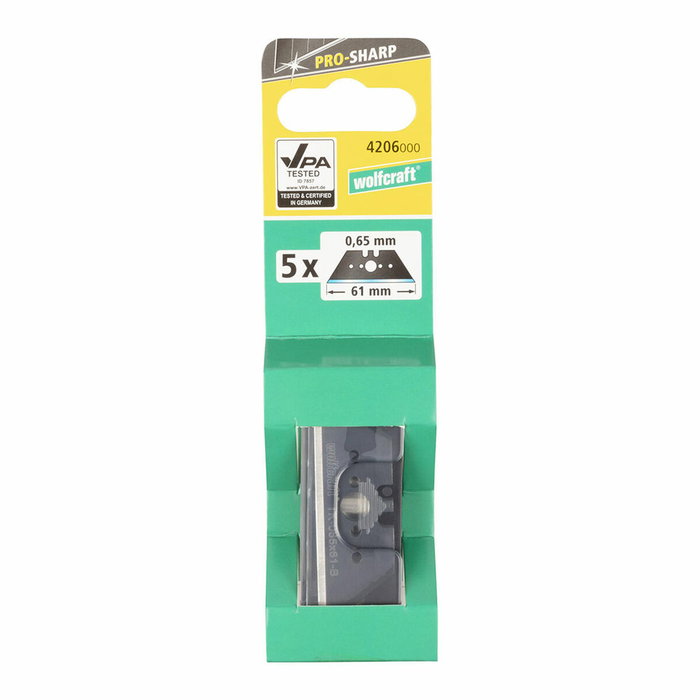 Wolfcraft Cuchillas trapezoidales Pro Sharp 0,65 x 61mm, 5 uds