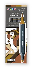 Carioca Plus Sketch Marker Rotulador de Doble Punta, 4 Colores Marrones