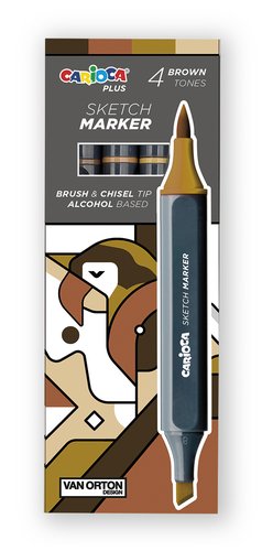 Carioca Plus Sketch Marker Rotulador de Doble Punta, 4 Colores Marrones Carioca Plus Sketch Marker Rotulador de Doble Punta, 4 Colores Marrones