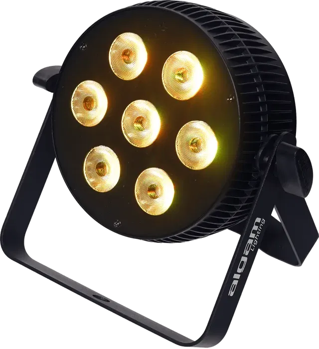 ALGAMLIGHT Foco Proyector Led 7x10W 6-En-1 RGBWAU Slim Profesional con Control Remoto IR y Modos DMX