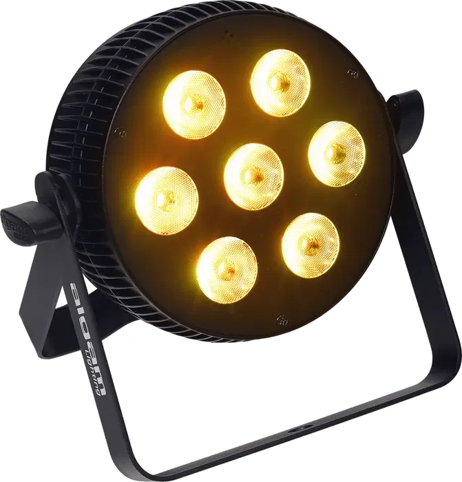 ALGAMLIGHT Foco Proyector Led 7x10W 6-En-1 RGBWAU Slim Profesional con Control Remoto IR y Modos DMX