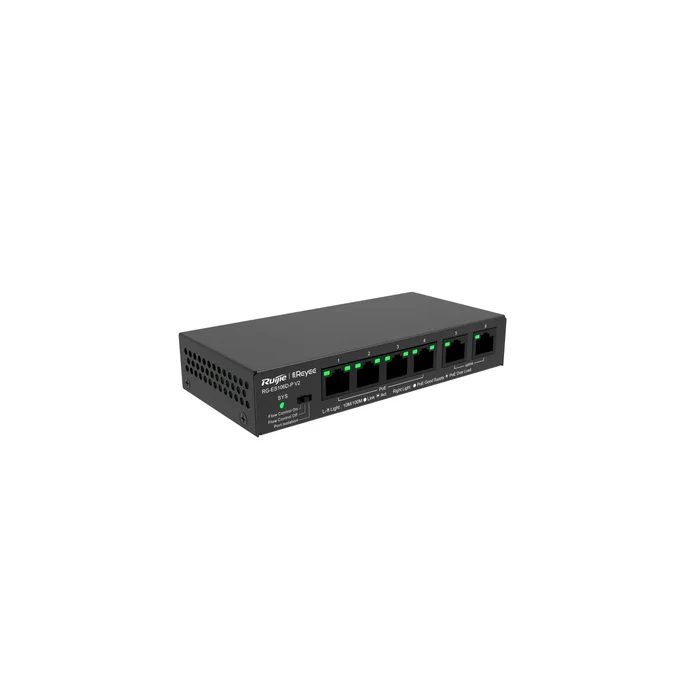 Ruijie Networks RG-ES106D-P V2 Switch Fast Ethernet con 4 puertos PoE, Negro