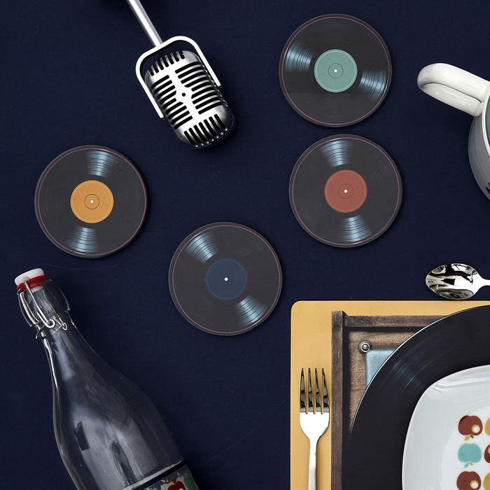 Home Deco Factory Juego de 4 Posavasos Vinil Diámetro 10 cm