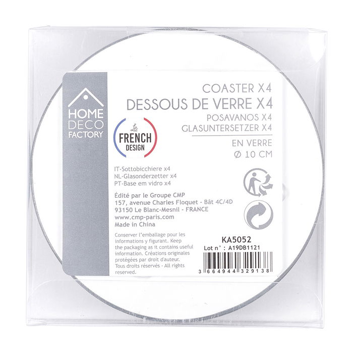 Home Deco Factory Juego de 4 Posavasos Vinil Diámetro 10 cm
