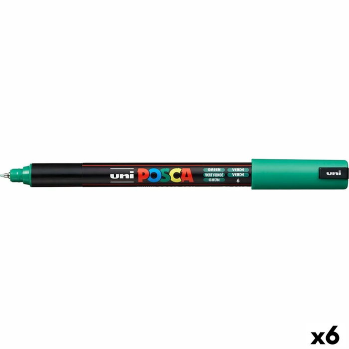 POSCA Marcador PC-1MR Punta Extrafina 0,7mm Verde (Set de 6)
