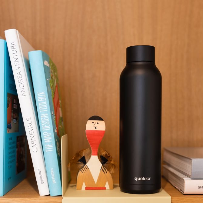 QUOKKA Botella Termo XXL 850ml Acero Inoxidable Solid Jet Black - Mantiene Temperatura