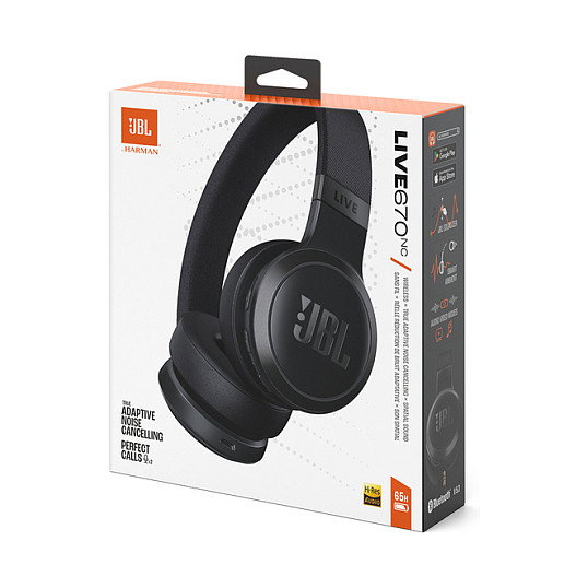 JBL Live 670NC Auriculares Bluetooth Diadema Over-Ear con Cancelación Activa de Ruido (ANC), Negro - 50h Autonomía, Bluetooth 5.3, Resistencia 32 Ohm, Sensibilidad 98 dB, USB-C