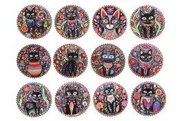 DKD Home Decor Posavasos de Dolomite Gatitos Surtido de 12 Unidades