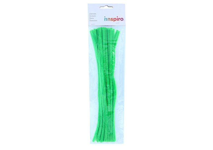 Innspiro Limpiapipas Chenilla Verde 6mm x 30cm, 25 unidades