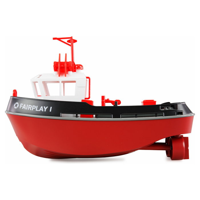 AMEWI Fairplay I Barco RC Schlepperboot Escala 1:72 Listo para Usar RTR Negro con Motor Eléctrico, Batería Li-Ion 600mAh, Radio 2.4GHz, Para Niños +8 Años