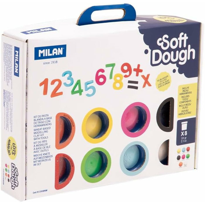 Milán Maletín Pasta Blanda Soft Dough con Números y 8 Botes de 59 g